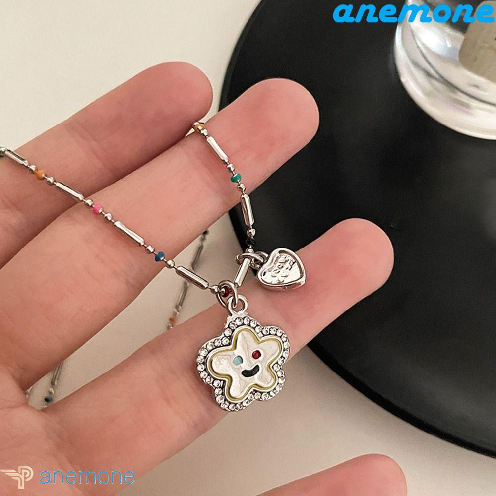 ANEMONE Dây Chuyền Xương Đòn Hình Ngôi Sao Mặt Cười Ngôi Sao Năm Cánh Dễ Thương Phong Cách Hàn Quốc