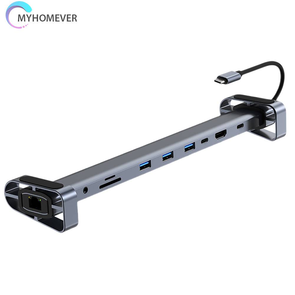 Bộ Chia Nhiều Cổng USB C 10 Trong 1 100W PD RJ45 Gigabit Ethernet Cho Macbook Huawei