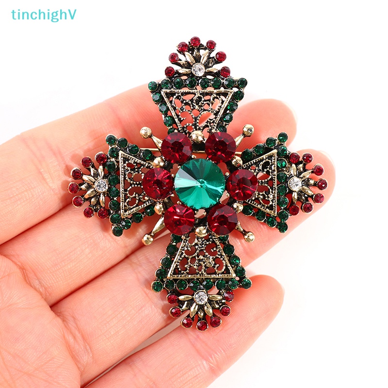 [TinchighV] Trâm Cài Áo Hình Thánh Giá Đính Đá Đỏ Phong Cách Vintage Cho Nữ [Mới]