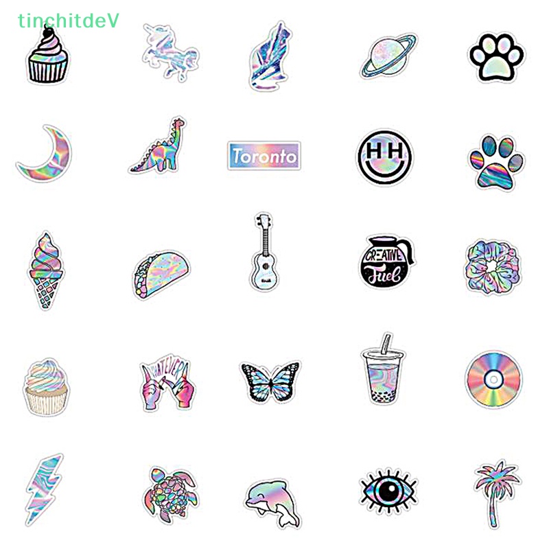 Bộ 50 Miếng Dán Trang Trí Vali Đàn Guitar / Mũ Bảo Hiểm Họa Tiết Graffiti