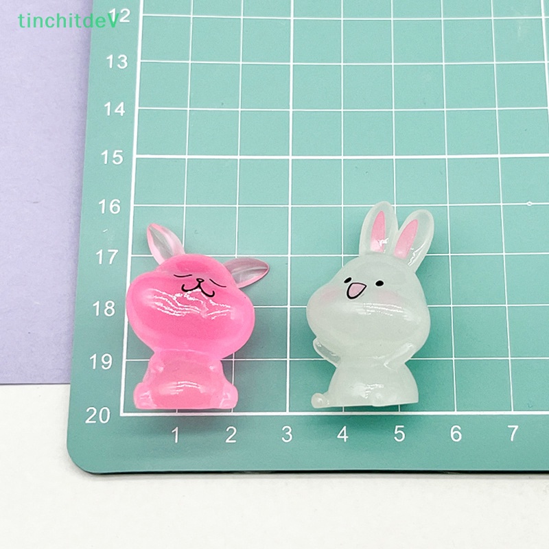 Mô Hình Chú Thỏ Mini Bằng Resin Màu Dạ Quang Dễ Thương Trang Trí Nhà Búp Bê