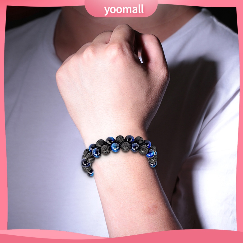 [YM] Vòng Tay Chuỗi Hạt Đá Mắt Hổ Hai Lớp Có Thể Điều Chỉnh Phong Cách Đơn Giản Bảo Vệ Sức Khỏe Hàng Ngày Cho Nam Và Nữ