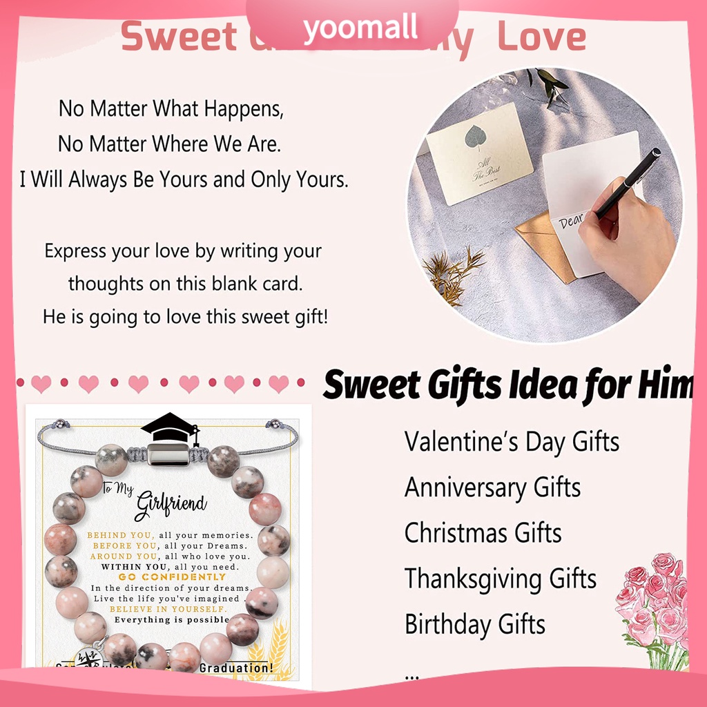 Vòng Tay Chuỗi Hạt Đá Tròn 8MM Màu Hồng Tự Nhiên Tùy Chỉnh Thời Trang Cho Nữ