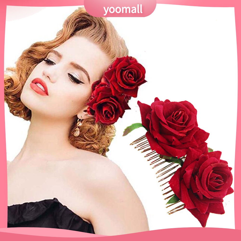 Lược Cài Tóc Hình Hoa Hồng Cho Cô Dâu