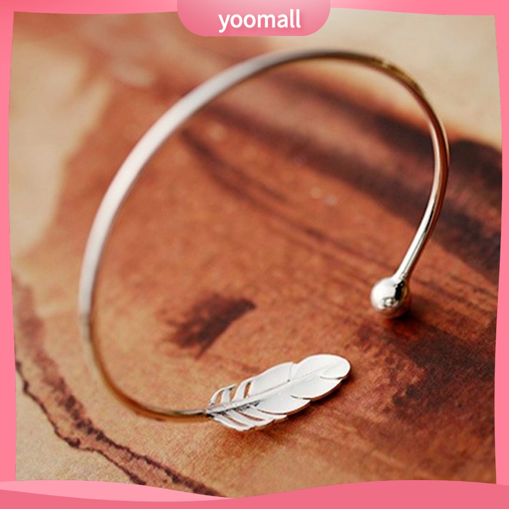 Vòng Đeo Tay Hình Tròn Màu Bạc Họa Tiết Lông Vũ Màu Sắc Tùy Chỉnh Thời Trang Cho Ngày Valentine