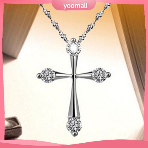 Vòng cổ Mạ Bạc Mặt Thánh Giá Đính Đá Thời Trang Dành Cho Nữ