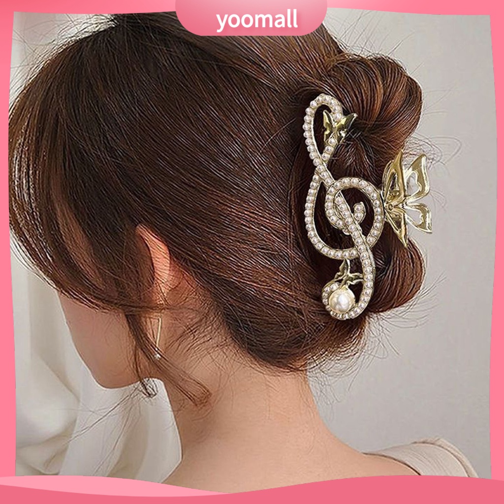 Kẹp Tóc Càng Cua Đính Đá Ngọc Trai Giả Hình Vảy Cá / Bướm Chống Trượt Trang Trí Tóc Đuôi Ngựa