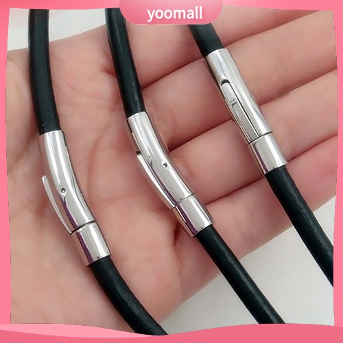 Vòng cổ Giả Da Mặt Ổ Khóa Tròn Bằng Thép Không Gỉ Thời Trang Cho Nam