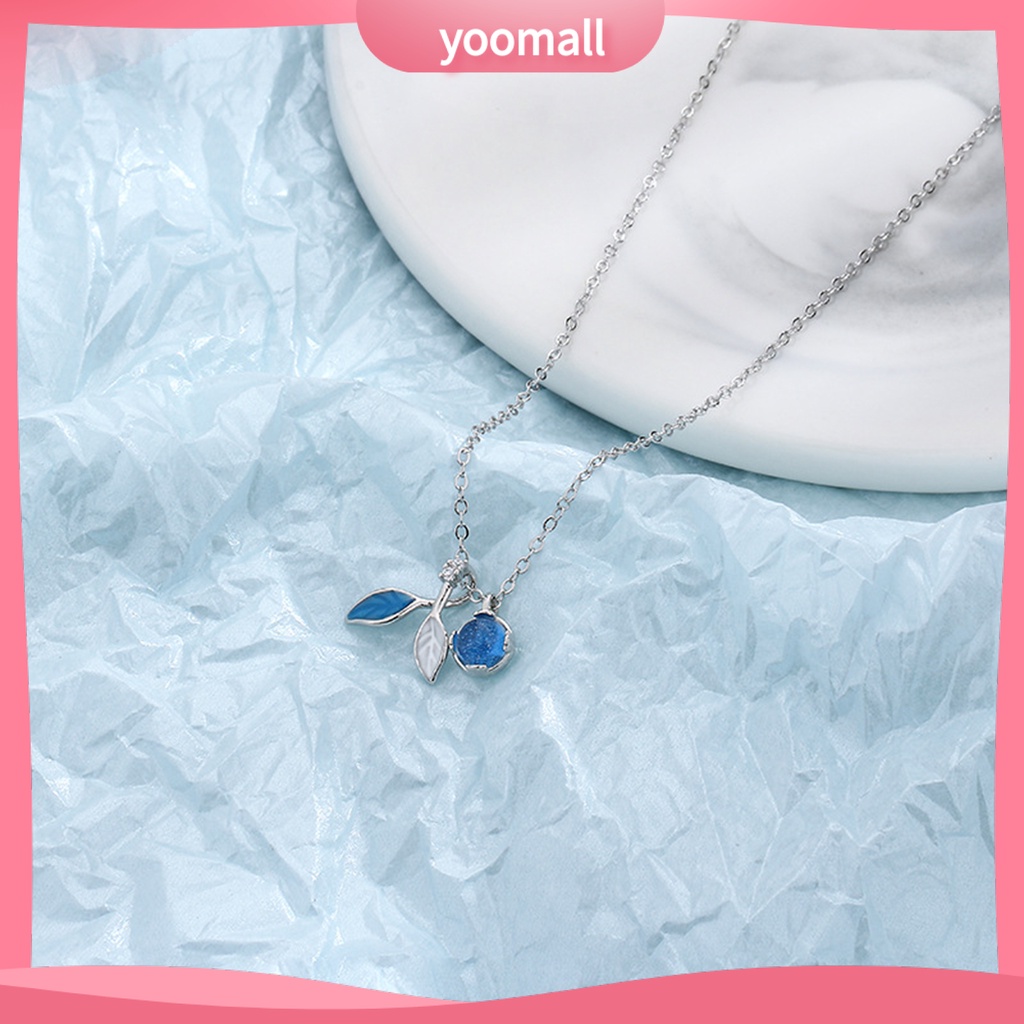 [YM] Vòng cổ Mặt Hình Học Tráng Men Đính Đá Zirconia Màu Sáng Có Thể Điều Chỉnh Mặt Lá Mùa Thu Xanh Dương Biển Quà Tặng Cho Bạn Gái