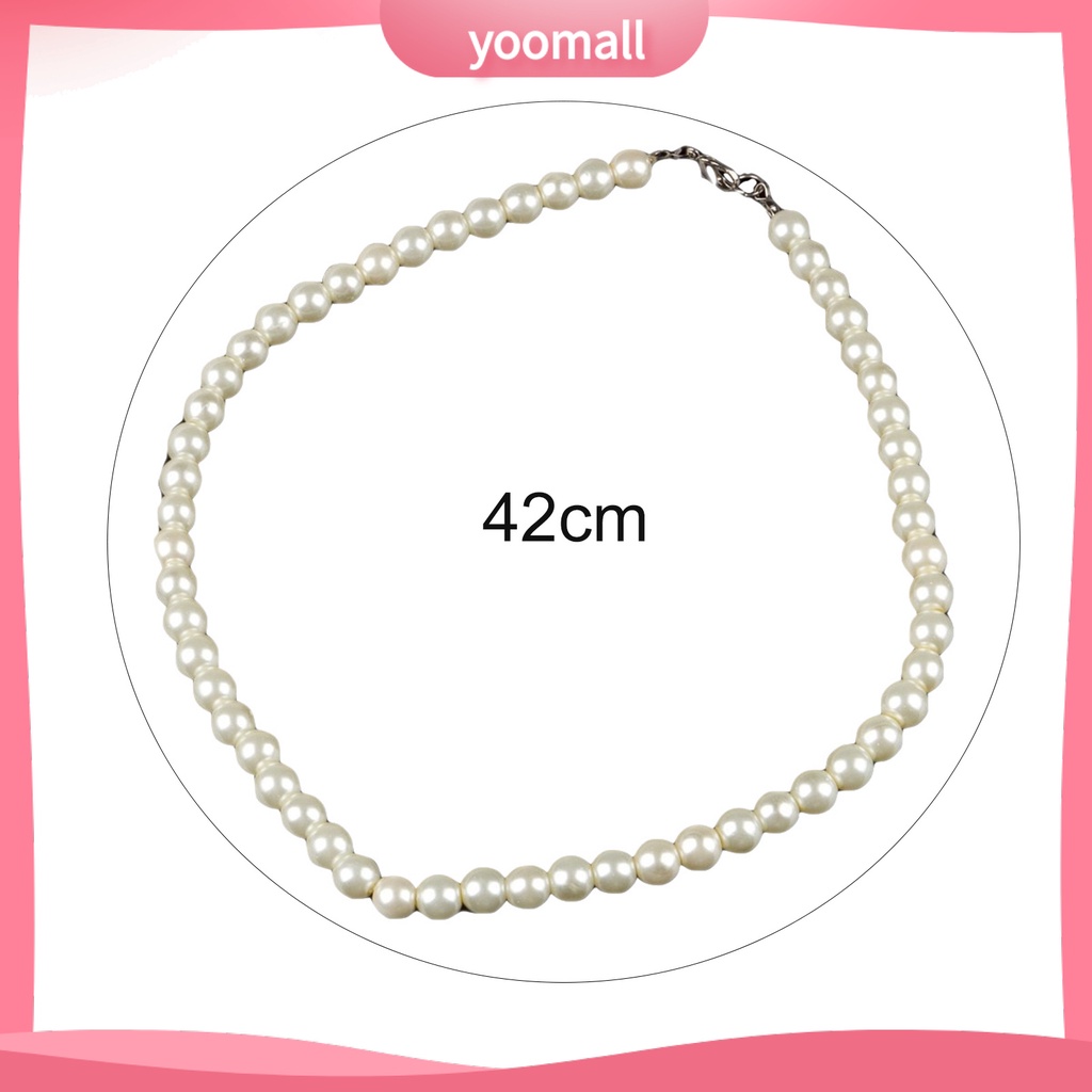 Vòng cổ Kim Loại Đính Ngọc Trai Giả 8mm Thanh Lịch Cho Nữ