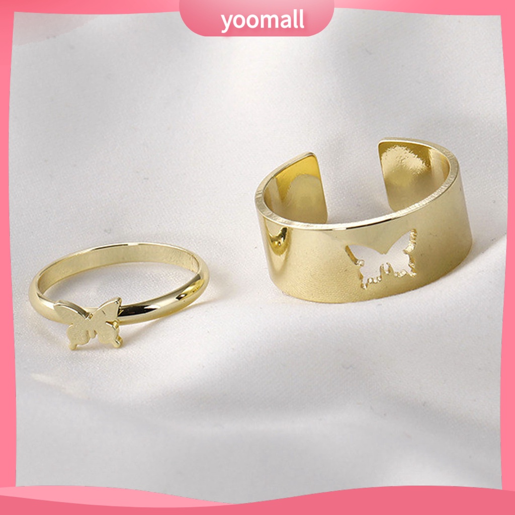 Set 2 Nhẫn Cặp Hình Mặt Trăng Nhiều Màu Sắc Thời Trang