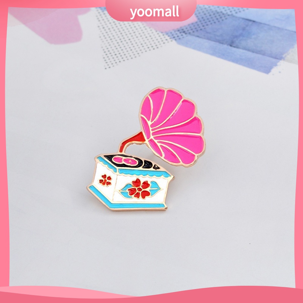 Ghim Cài Áo Hình Máy Hát Đĩa Tráng Men Phong Cách Retro