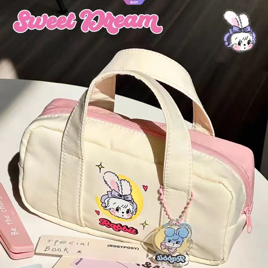 Túi Đựng Bút In Họa Tiết Thỏ Dễ Thương Sức Chứa Lớn Có Dây Kéo Cho Nữ