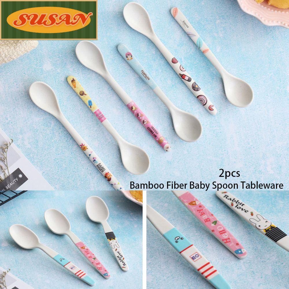 SUSANS Set 2 Muỗng Tre Dệt Chất Lượng Cao Đa Chức Năng Phong Cách Hoạt Hình Nhật Bản Cho Bé