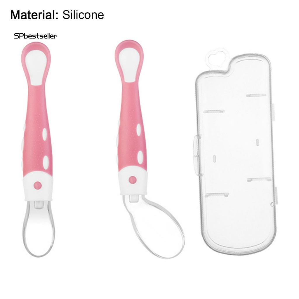 1 Bộ Muỗng Silicone Cho Bé Tập Ăn Thiết Kế Nhỏ Gọn Linh Hoạt