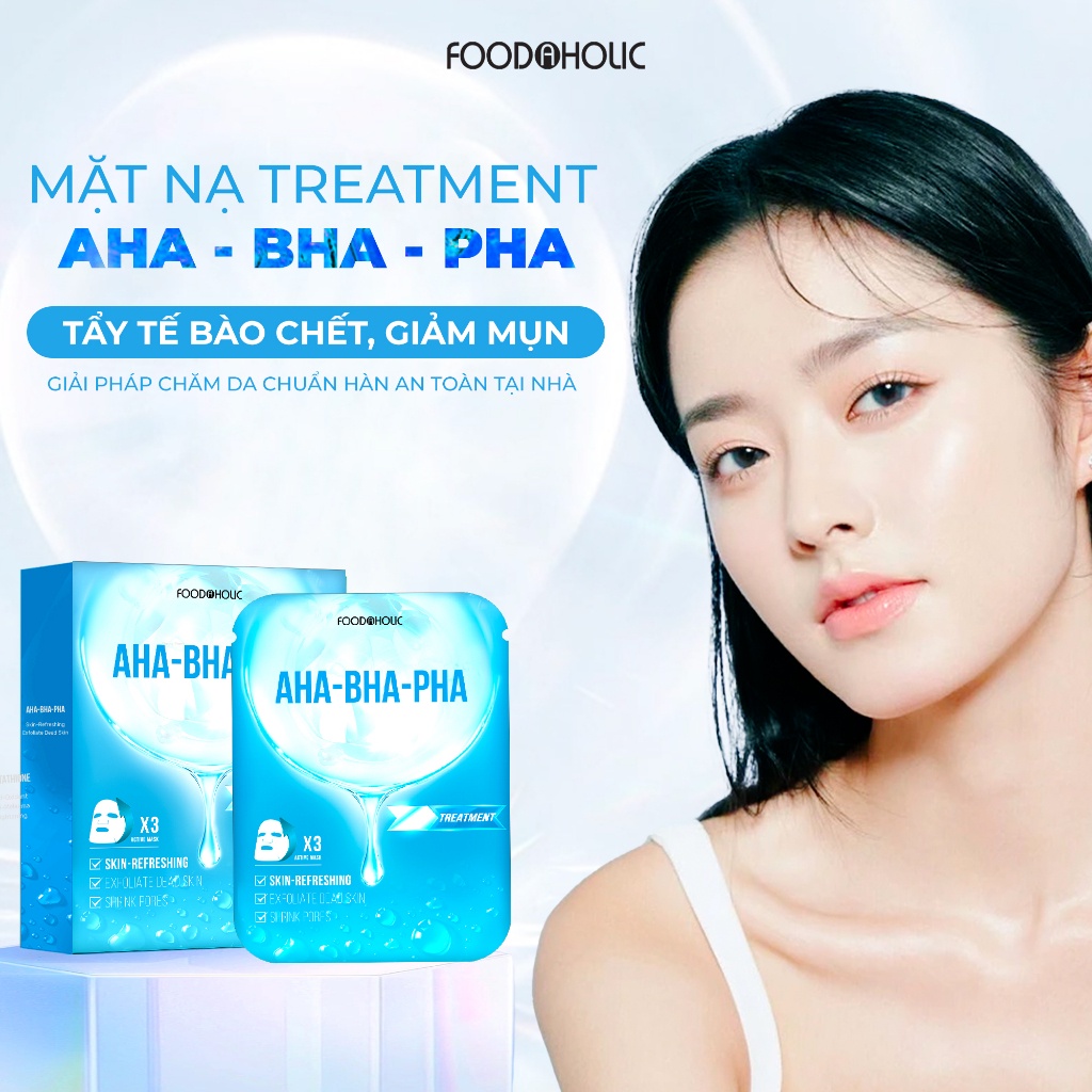 Hộp 10 Mặt Nạ Foodaholic Acid Tẩy Tế Bào Chết, Giảm Mụn AHA-BHA-PHA Ample Mask 23ml/1miếng x10