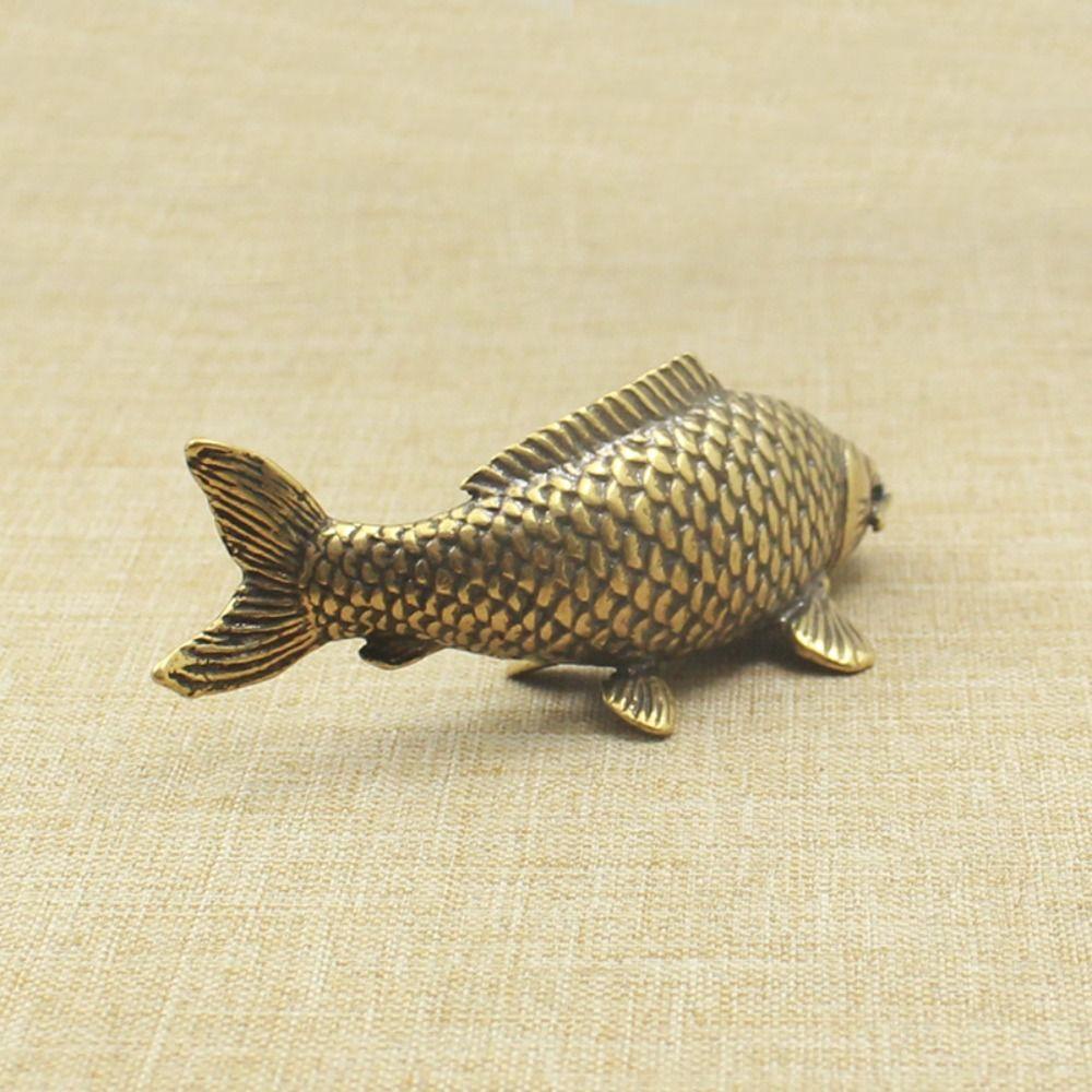 Tượng Cá Bằng Đồng Thau Chạm Khắc Thủ Công Để Bàn Trang Trí