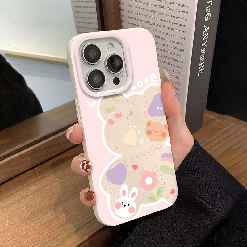Ốp Điện Thoại Mềm Chống Sốc Họa Tiết Hoa Và Chú Gấu Dễ Thương Cho Iphone 118plu14pro 12713 HK2H