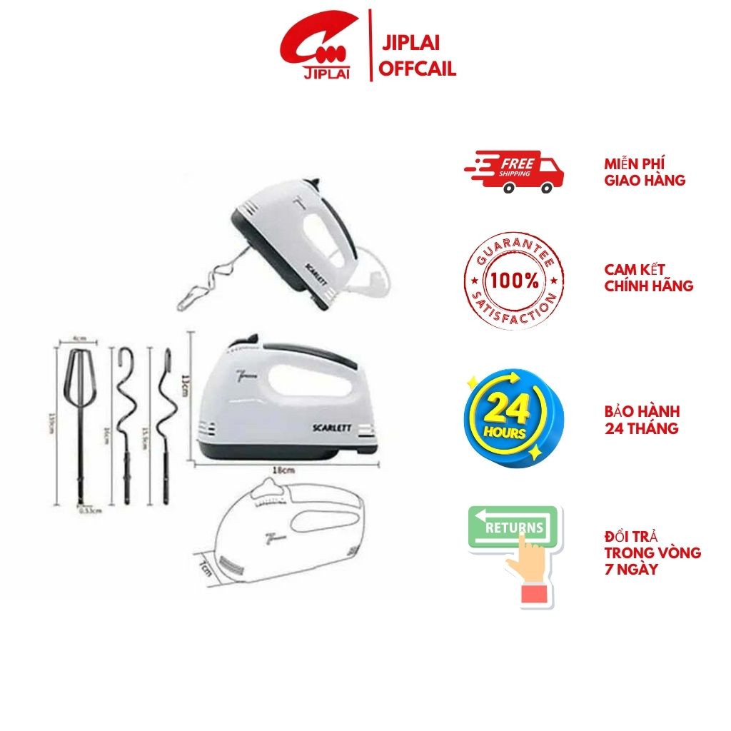 Máy Đánh Trứng Cầm Tay 260W 7 Tốc Độ - Hàng chính hãng Scarlett - Bảo hành 3 tháng