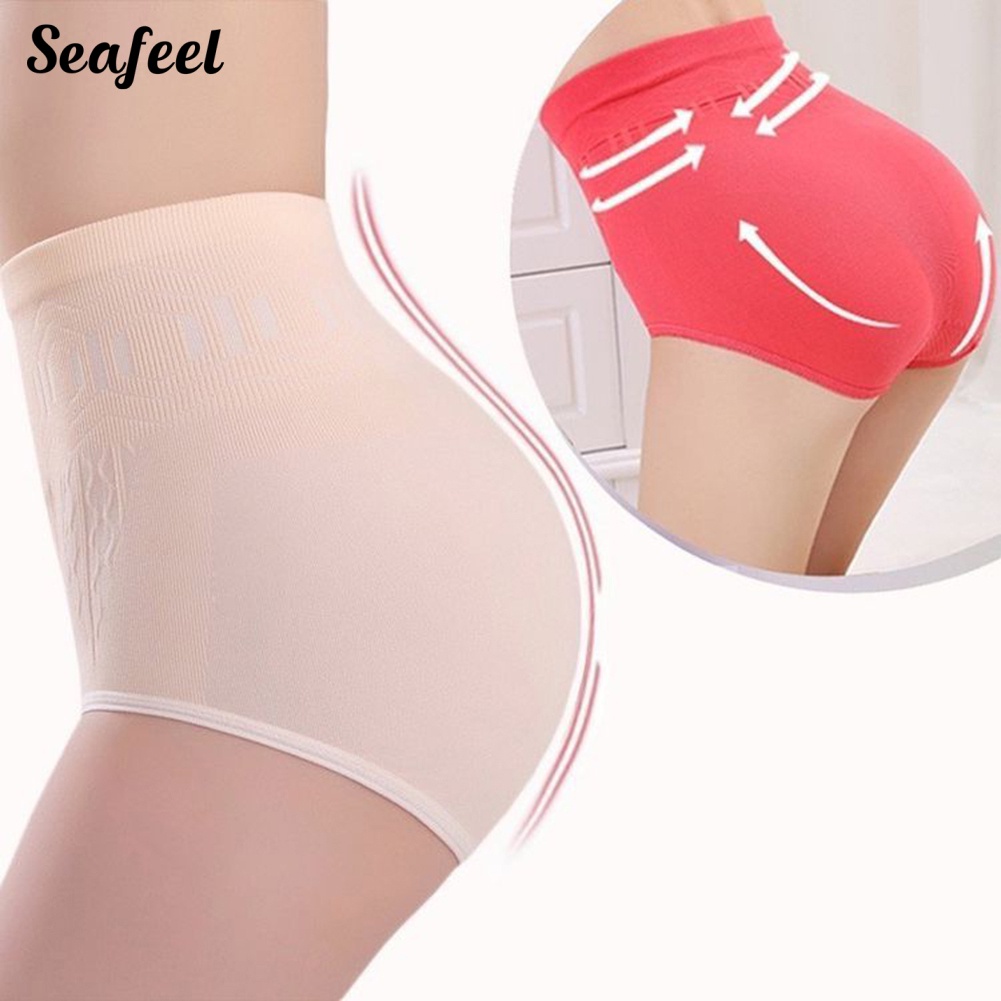 Quần Lót Màu Sắc Trơn Lưng Cao Định Hình Eo Không Đường May Cho Nữ