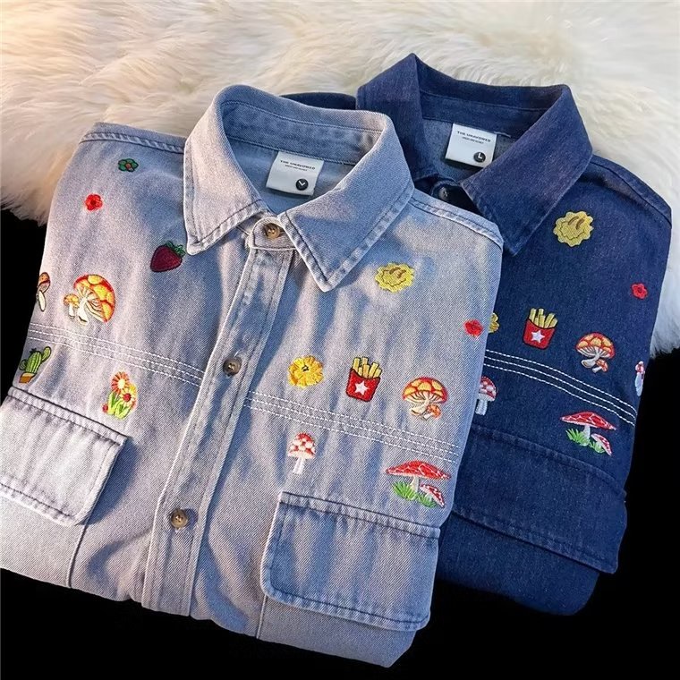 Áo Sơ Mi Tay Ngắn Thêu Họa Tiết Hoạt Hình Phong Cách Retro Mỹ Thời Trang Mùa Hè Cho Nam