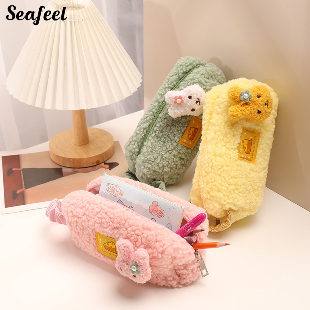 Túi Đựng Bút Chì Sức Chứa Lớn Có Tay Cầm Họa Tiết Thỏ Hoạt Hình