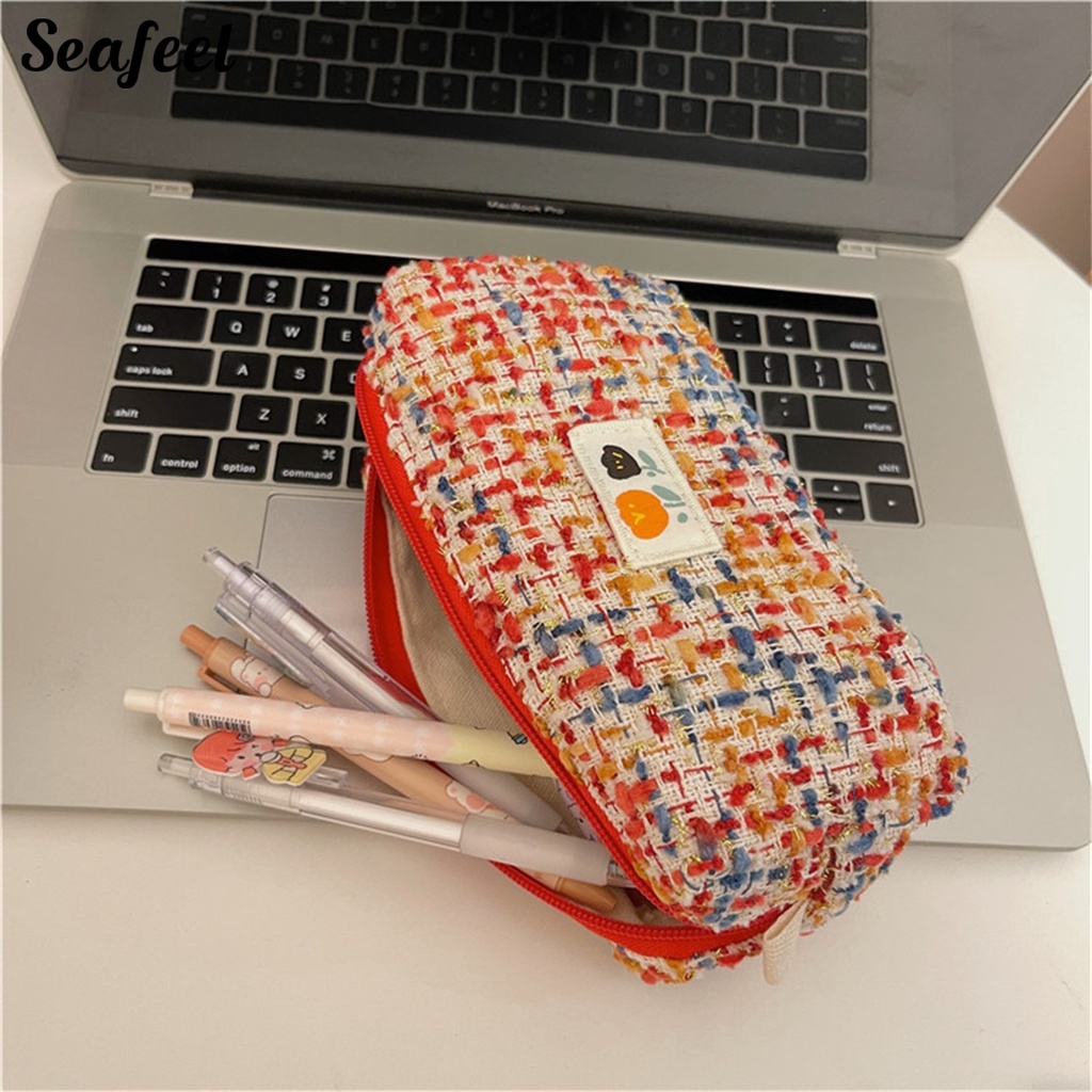 Túi Đựng Bút Bằng Polyester Chống Bụi Sức Chứa Lớn In Họa Tiết Hoa Có Khóa Kéo Cho Nữ