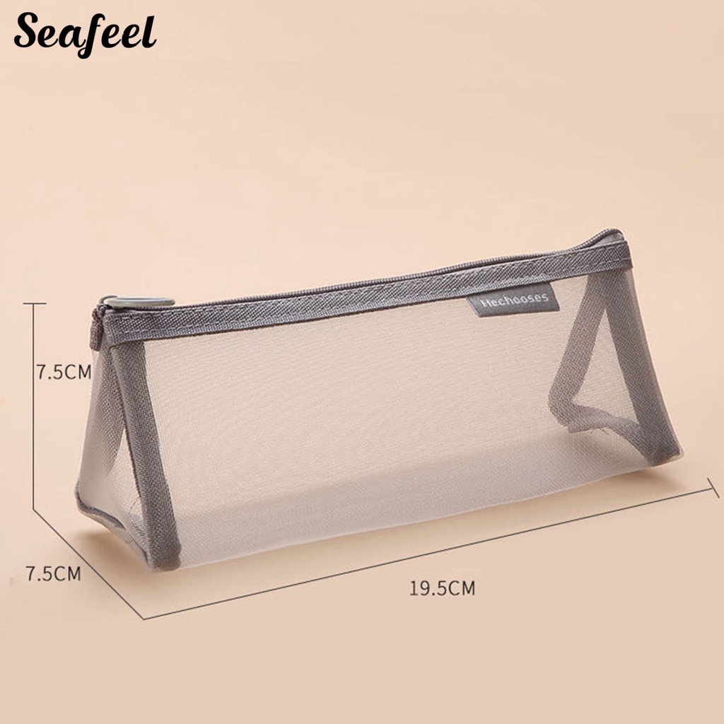 Túi Lưới Đựng Bút Chì Hình Tam Giác Sức Chứa Lớn Có Khóa Kéo