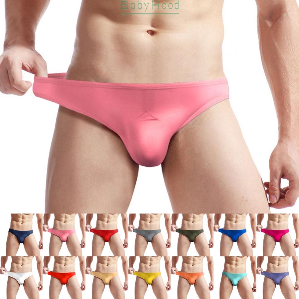 Mens Ice Silk Bikini Briefs Trunks Underwear Shorts Bulge Pouch Soft G-strings#BBHOOD