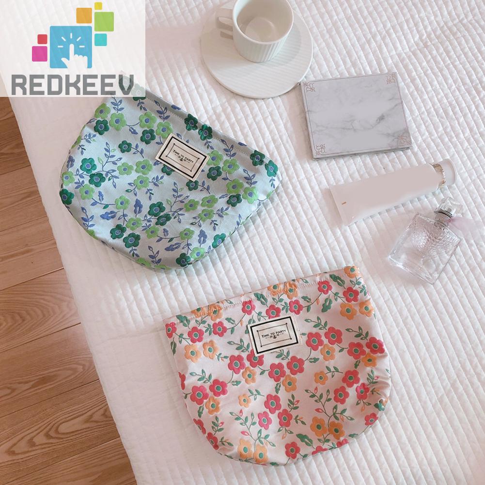 Túi Đựng Mỹ Phẩm Du Lịch Bằng Vải Canvas In Họa Tiết Hoa Sức Chứa Lớn Cho Nữ