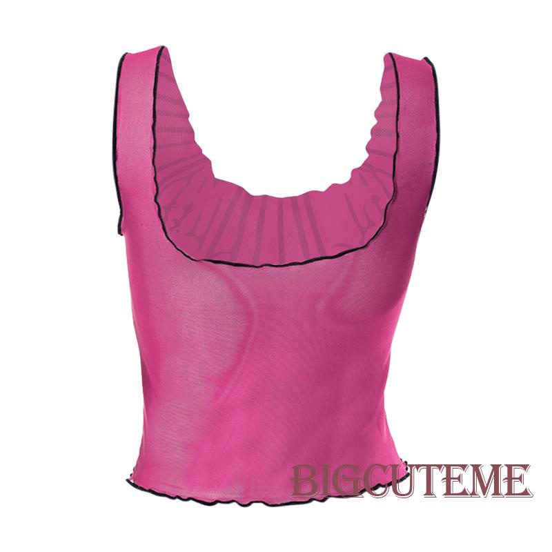 Áo Croptop Lưới Không Tay Cổ Chữ U In Họa Tiết Bướm 3D Thời Trang Mùa Hè Dành Cho Nữ