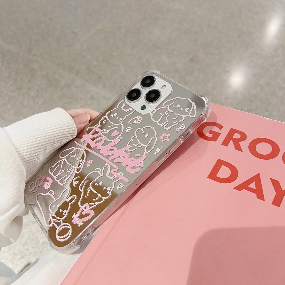 Ốp Điện Thoại Họa Tiết Hoạt Hình Chú Thỏ doodle Cho iphone 7 8 plus x xr xs 11 12 13 14 15 mini pro max se 2020