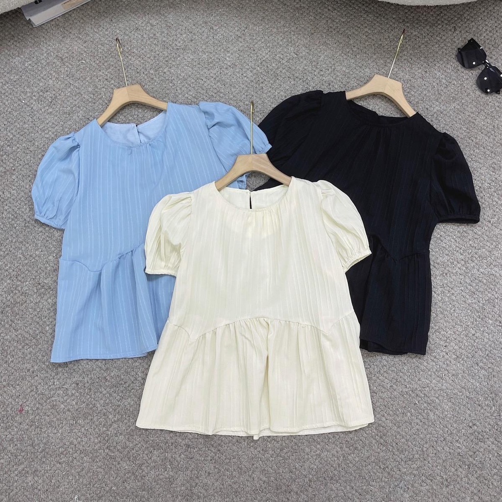 Áo babydoll dáng bồng đũi gân Vivienne house