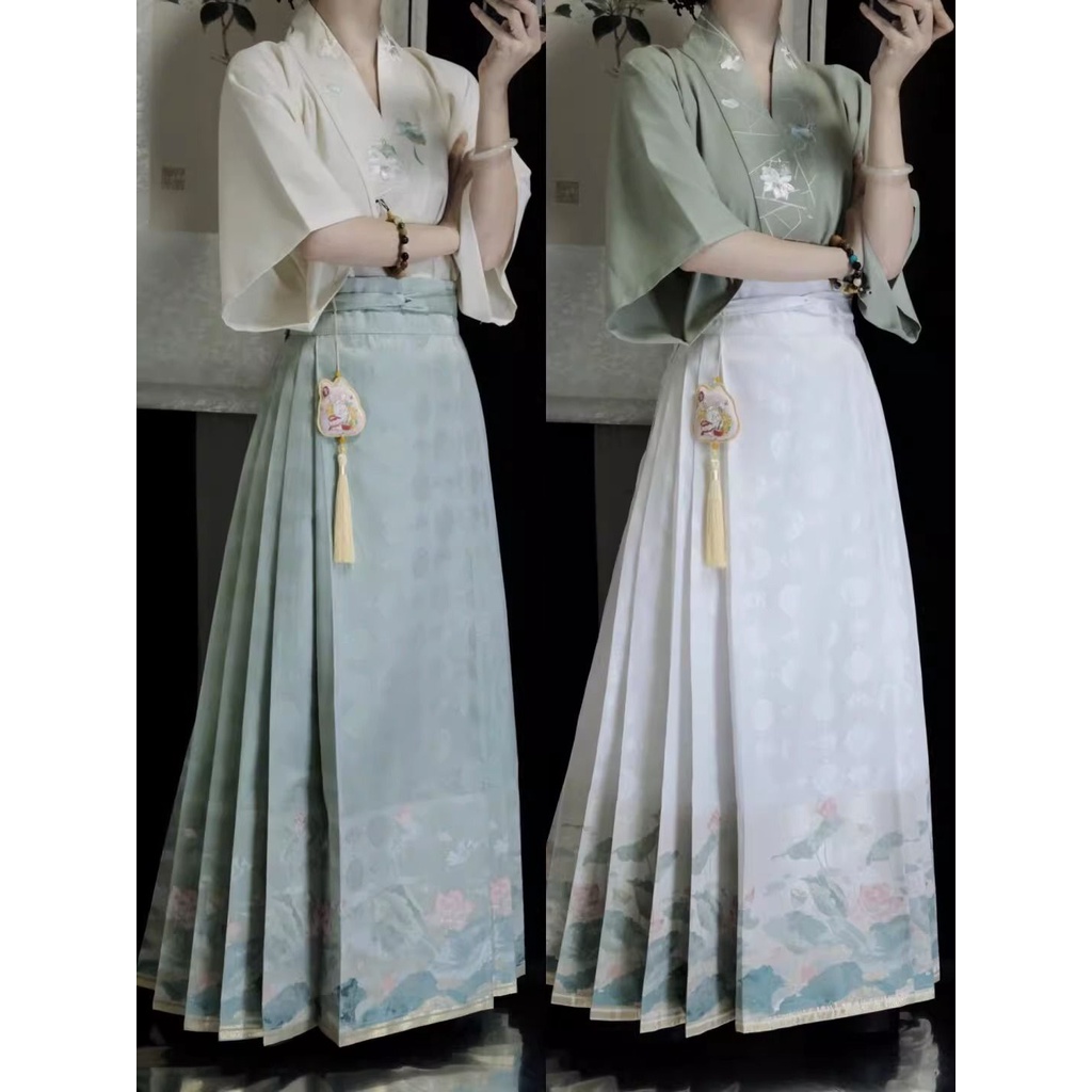 Bộ Váy Hán Phục Cách Tân Tay Ngắn In Hình Mặt Ngựa Thời Trang Mùa Hè 2023 Phong Cách Mới Dành Cho Bạn Nữ / Nam#23728