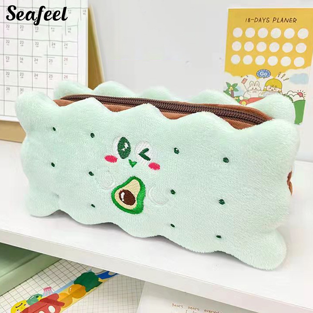 Túi Đựng Bút Hình Bánh Quy Bằng Lông Nhung Dễ Thương Xinh Xắn