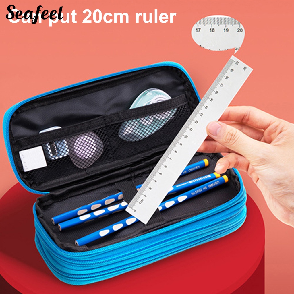 Túi Lưới Đựng Bút 3 Lớp Khóa Kéo Chống Biến Dạng Tiện Dụng