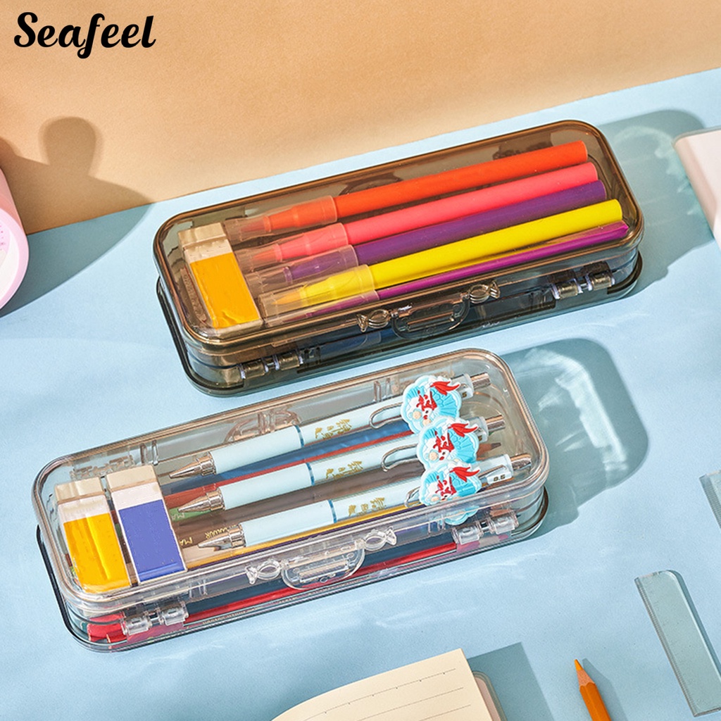 Hộp Đựng Bút Hai Ngăn Sức Chứa Lớn Đa Năng Cho Học Sinh