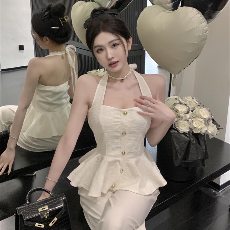 Áo Lửng Hai Dây Sát Nách Dáng Ôm Thời Trang Mùa Hè Quyến Rũ Cho Nữ