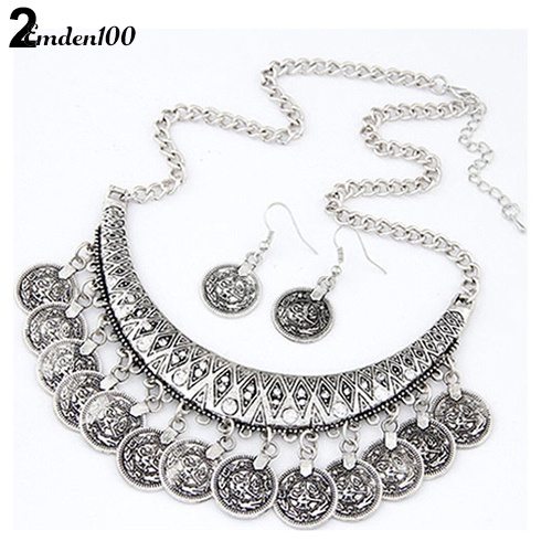 Bộ Vòng cổ + Bông Tai Thời Trang Vintage Cho Nữ