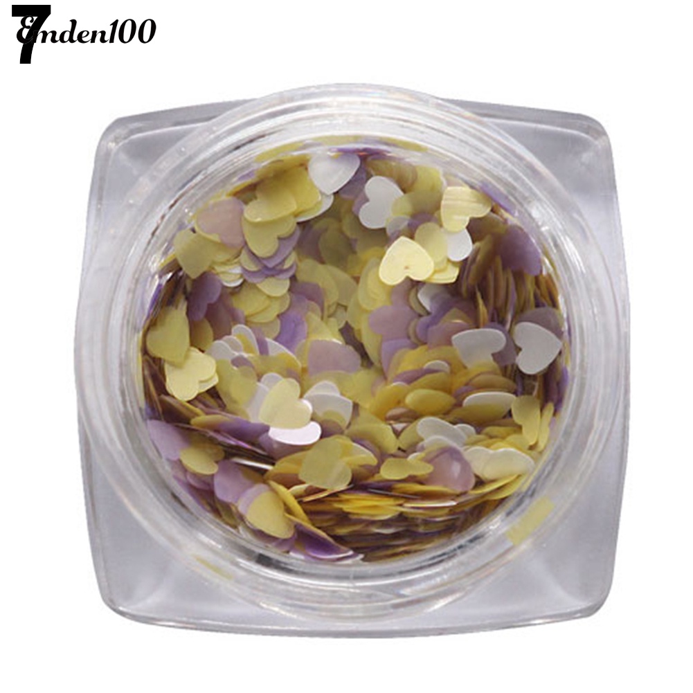 Hộp Hạt Kim Sa Hình Trái Tim Thời Trang Tự Trang Trí Móng Tay