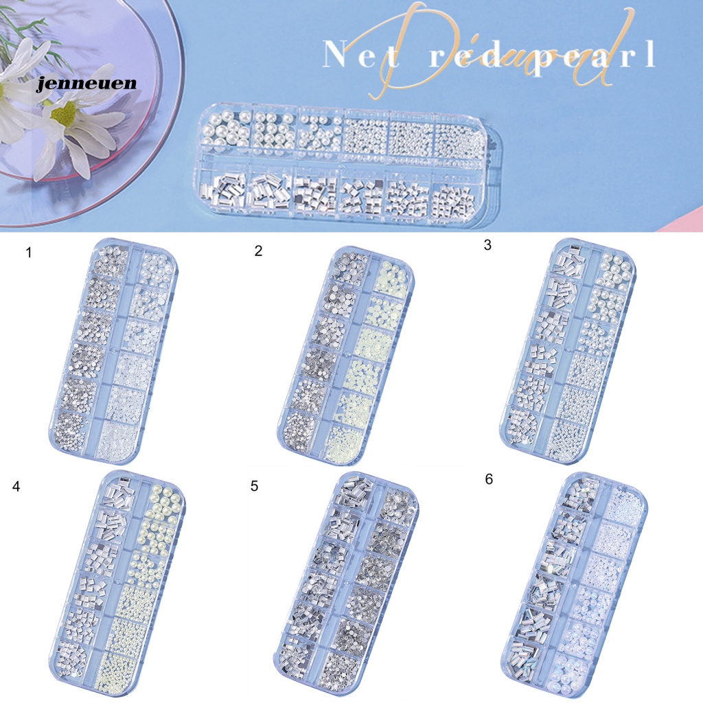 Hộp 12 Ngăn Đựng Hạt Kim Cương Giả Mini 3D Trang Trí Móng Tay