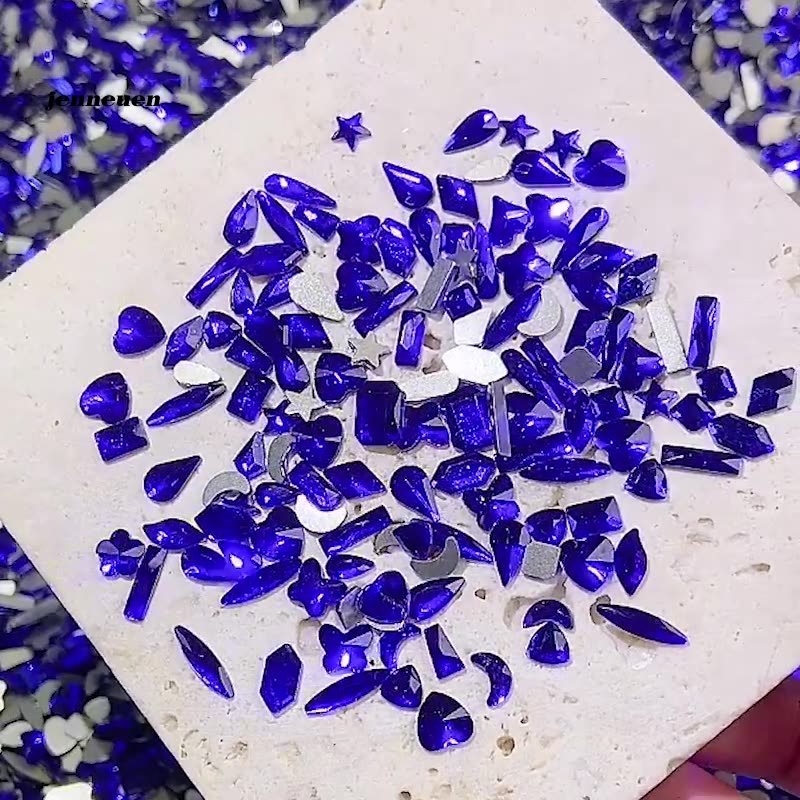Set 100 Viên Đá 3D Màu Xanh Dương Dùng Trang Trí Móng Tay Nghệ Thuật DIY