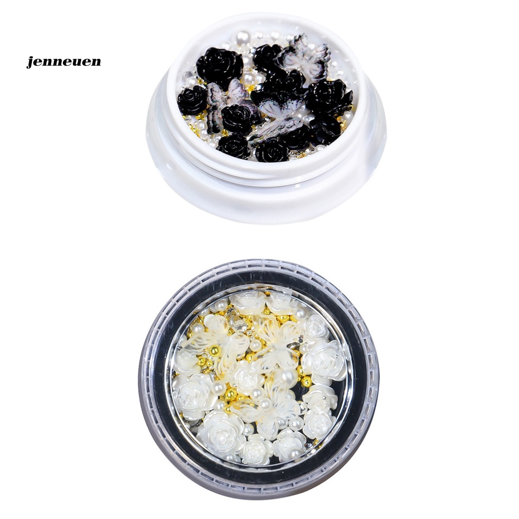 1 Hộp Hoa Trà Đính Ngọc Trai Và Cánh Bướm Trang Trí Móng Tay