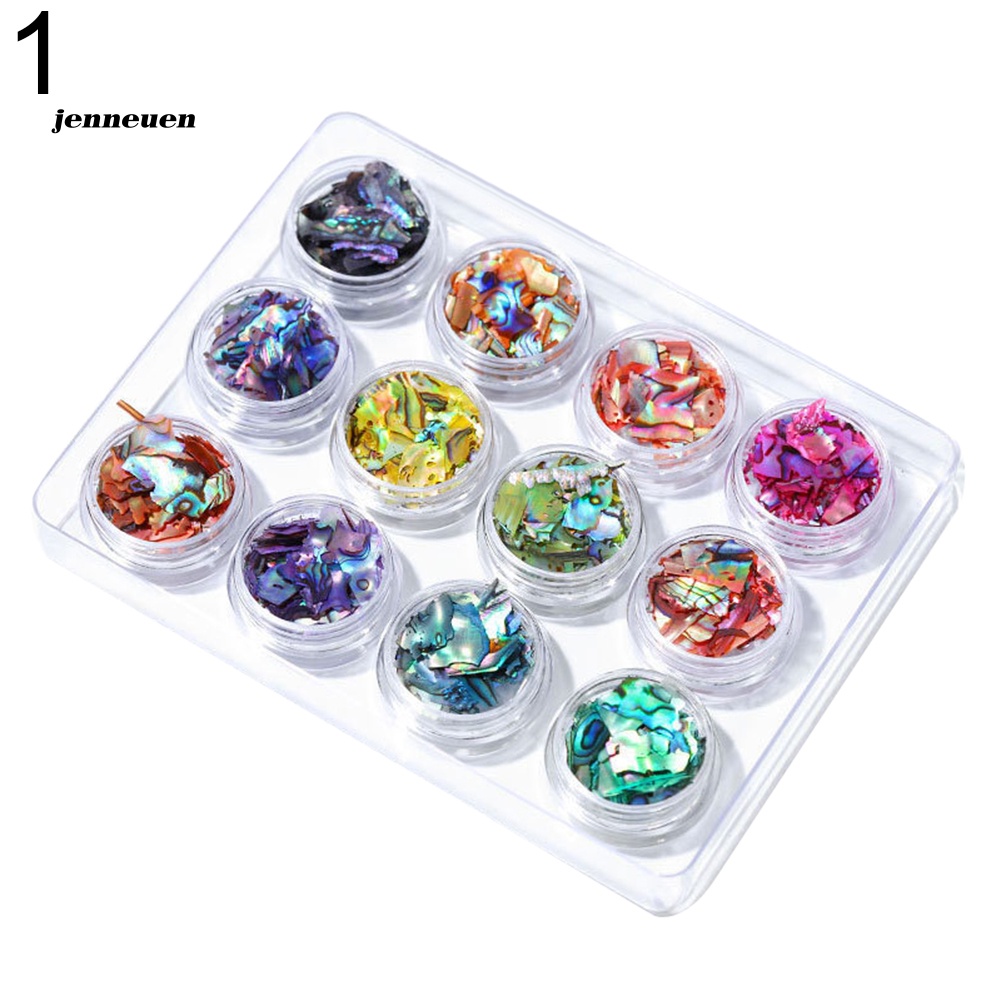 Set 12 Hộp Vỏ Sò Đính Trang Trí Móng Tay Nghệ Thuật