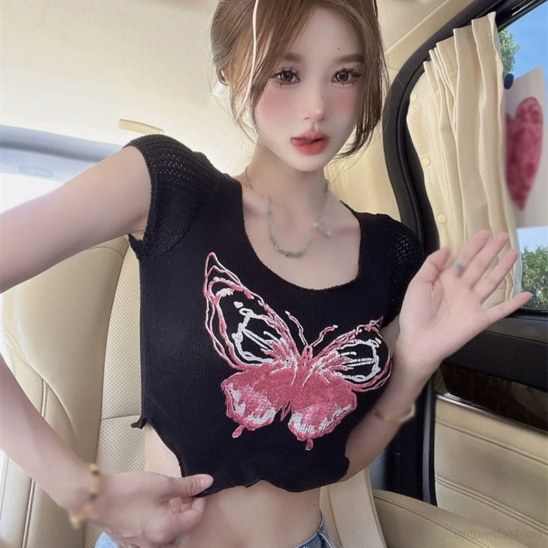 Áo Thun Tay Ngắn Cổ Tròn Phong Cách Thời Trang Retro Dành Cho Nữ