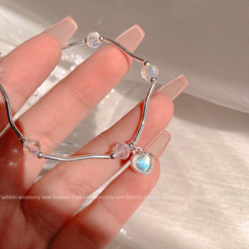 Vòng Tay Pha Lê Trái Tim Phong Cách Hàn Quốc Ngọt Ngào Cho Nữ
