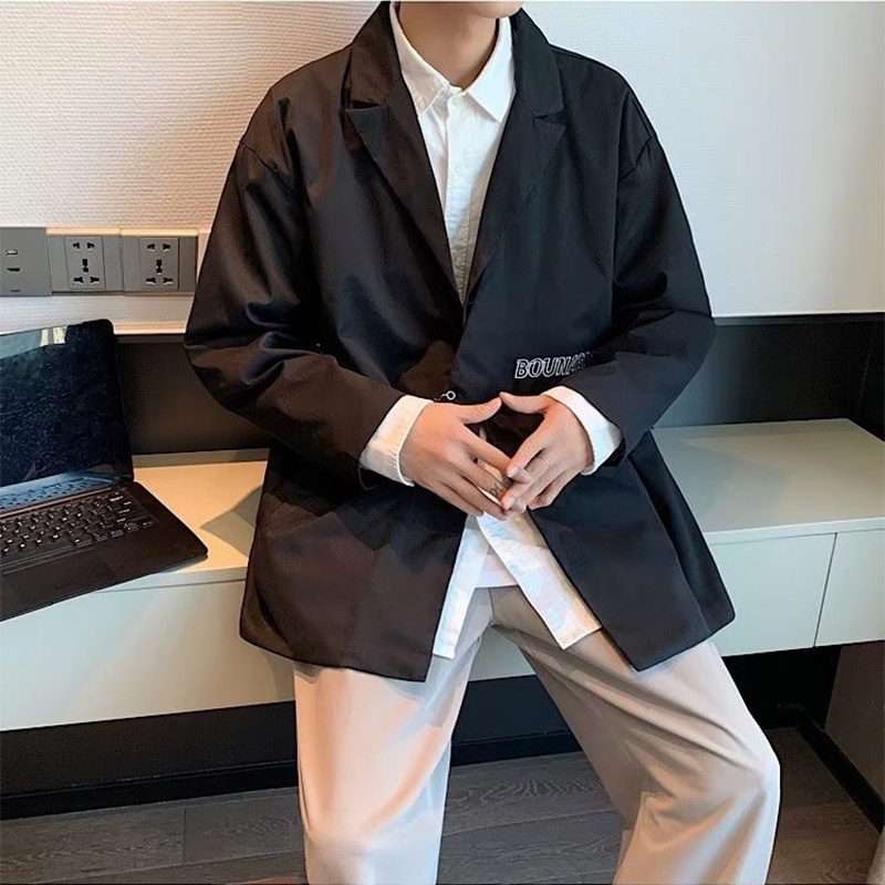 Áo Khoác Vest Tay Dài Cổ Gập Thời Trang Đường Phố Cá Tính Cho Nam