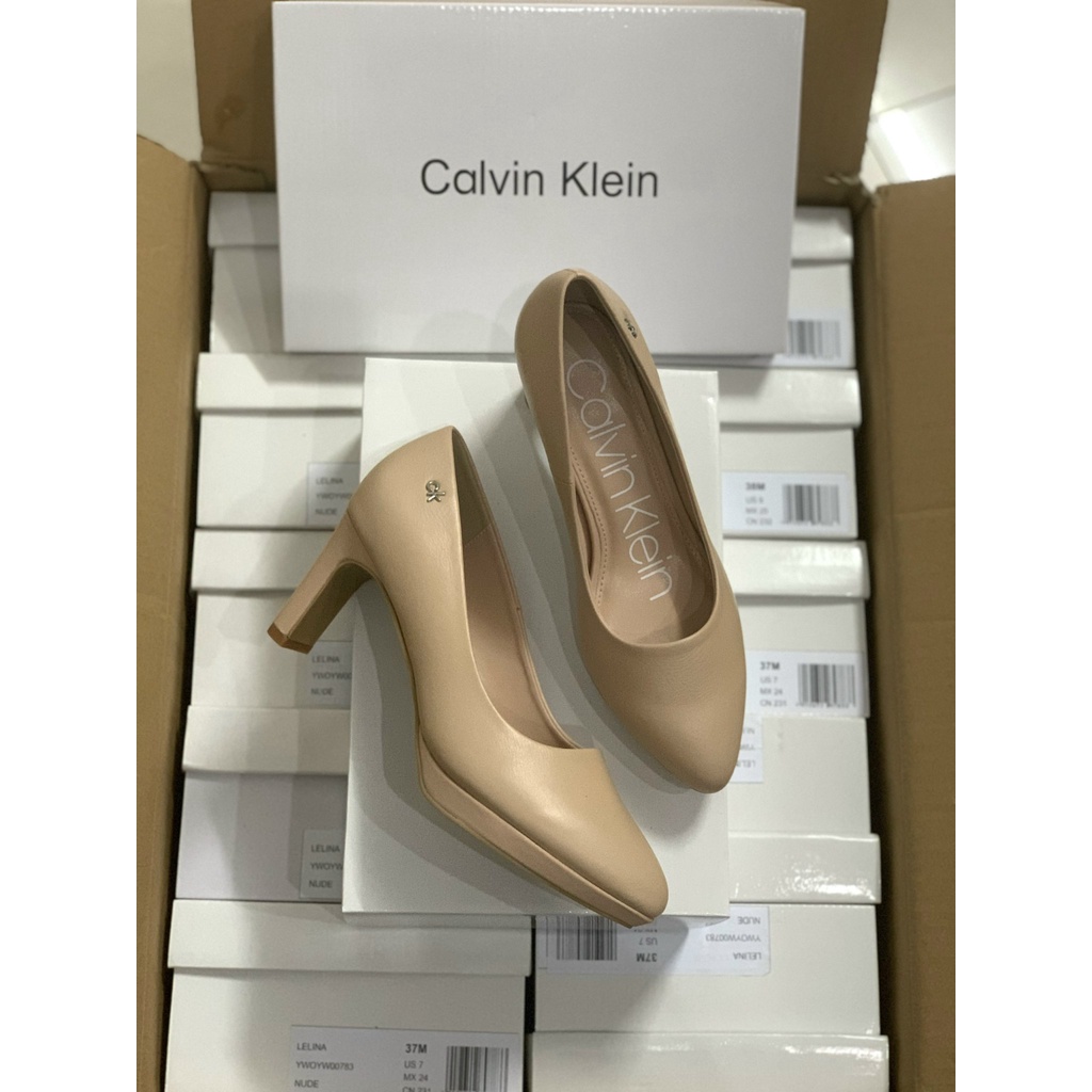 Giày CK trơn 2 đế, mũi nhọn, gót trụ 7cm