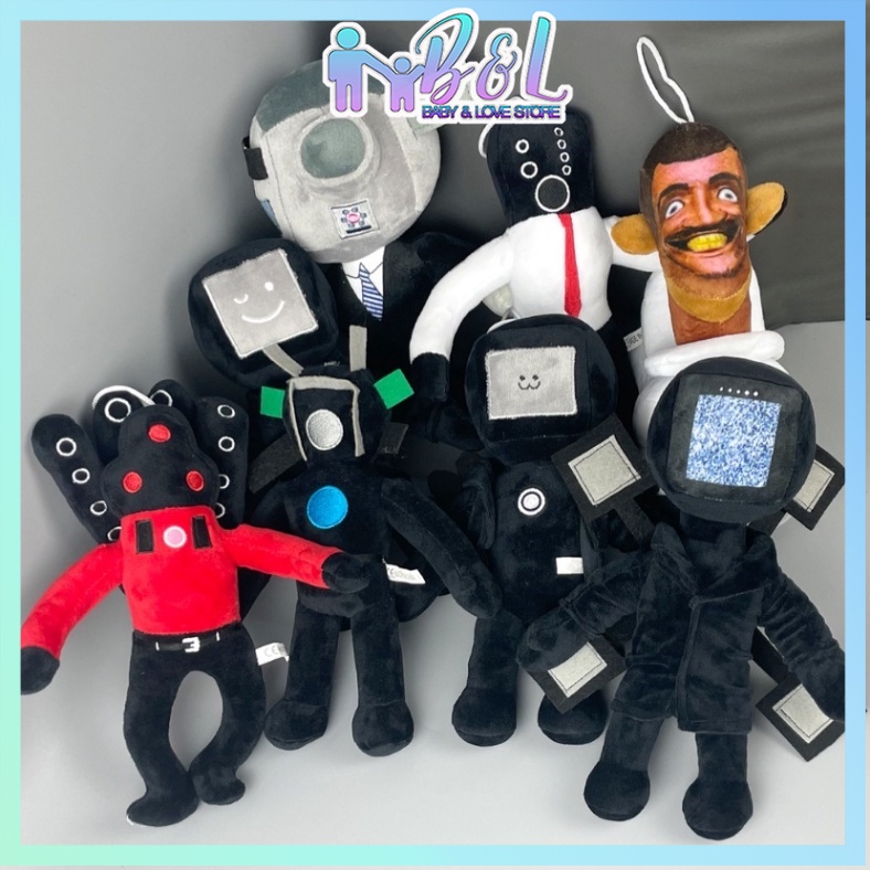 Đồ Chơi Búp Bê Nhồi Bông Hình Skibidi Kinh Dị Camara Titan TV Quà Tặng Halloween Cho Trẻ Em 27cm