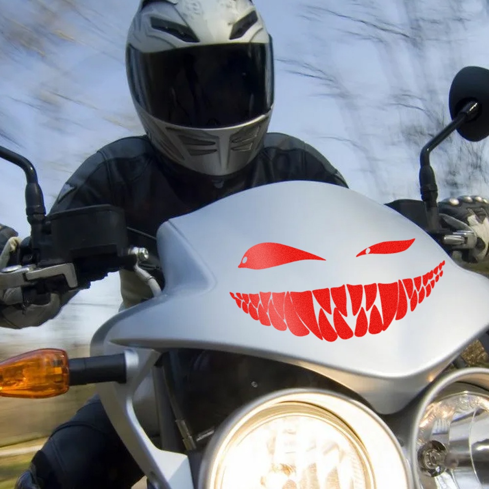 Miếng Dán Phản Quang In Chữ Demon Bad Smile Vui Nhộn Chống Thấm Nước Trang Trí Thân Xe Hơi / Xe Máy